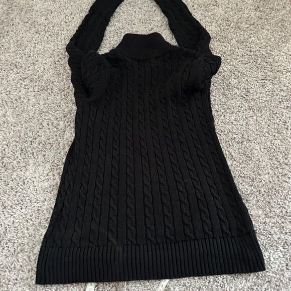 Ralph Lauren Black Cable Knit Full Zip Sweater Jacket RL Crest Logo vintage M - Picture 7 of 7